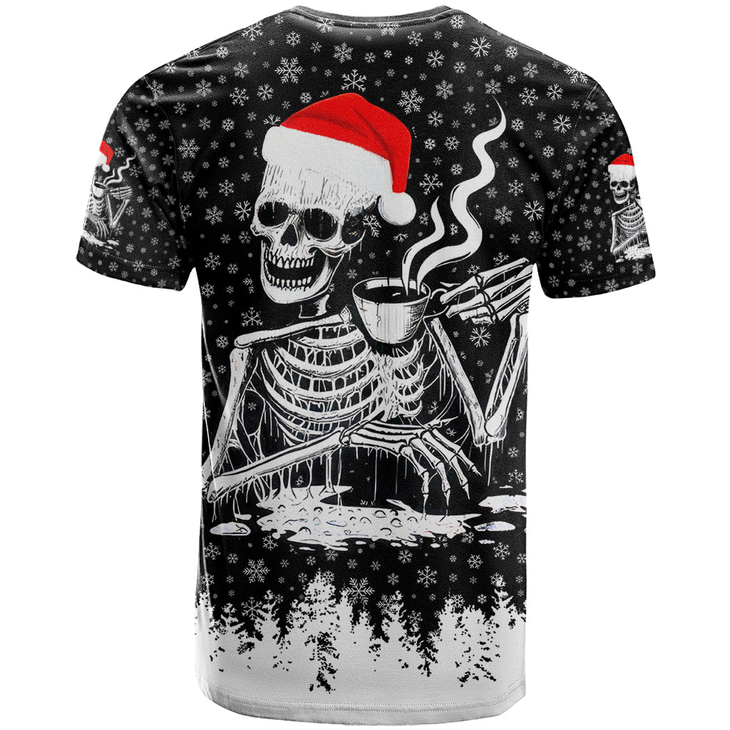 Skeleton Santa Claus T-Shirt Scary Skeleton Santa Claus Coming Graphic Tee