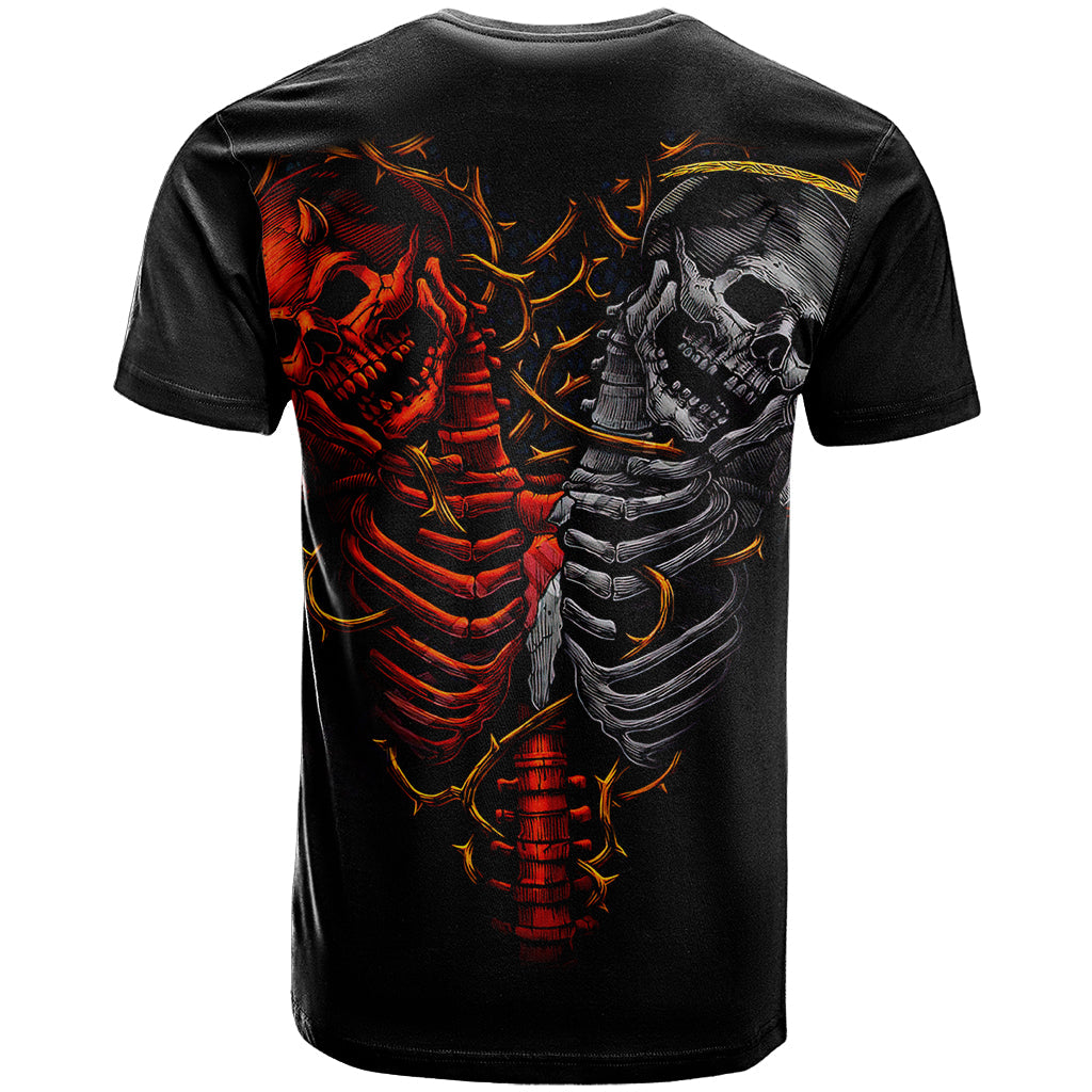 Skull T-Shirt Devil And Angel Twin Skull Graphic Tee