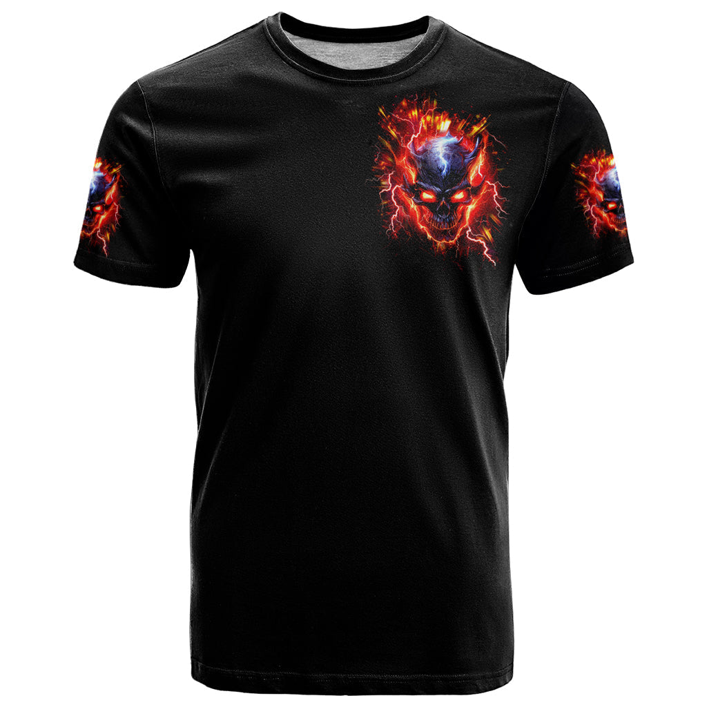 Flame Skull T-Shirt I'm Never Alone My Demons Are With Me 24/7 Graphic Tee