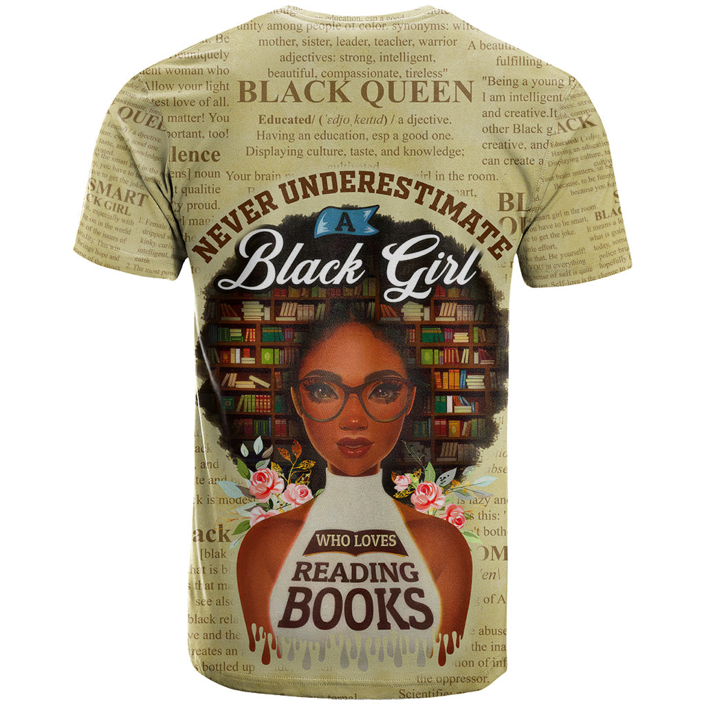 Personalized Black Girl African T-Shirt Never Underestimate A Book Lover Graphic Tee