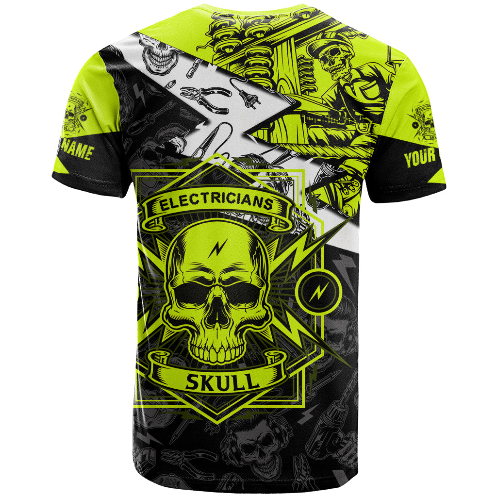 Personalised Electricians Skull T-Shirt Graphic Tee