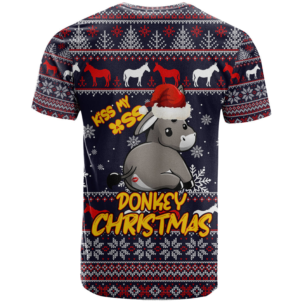 Funny Donkeys Christmas T-Shirt Merry Kissmyass Graphic Tee