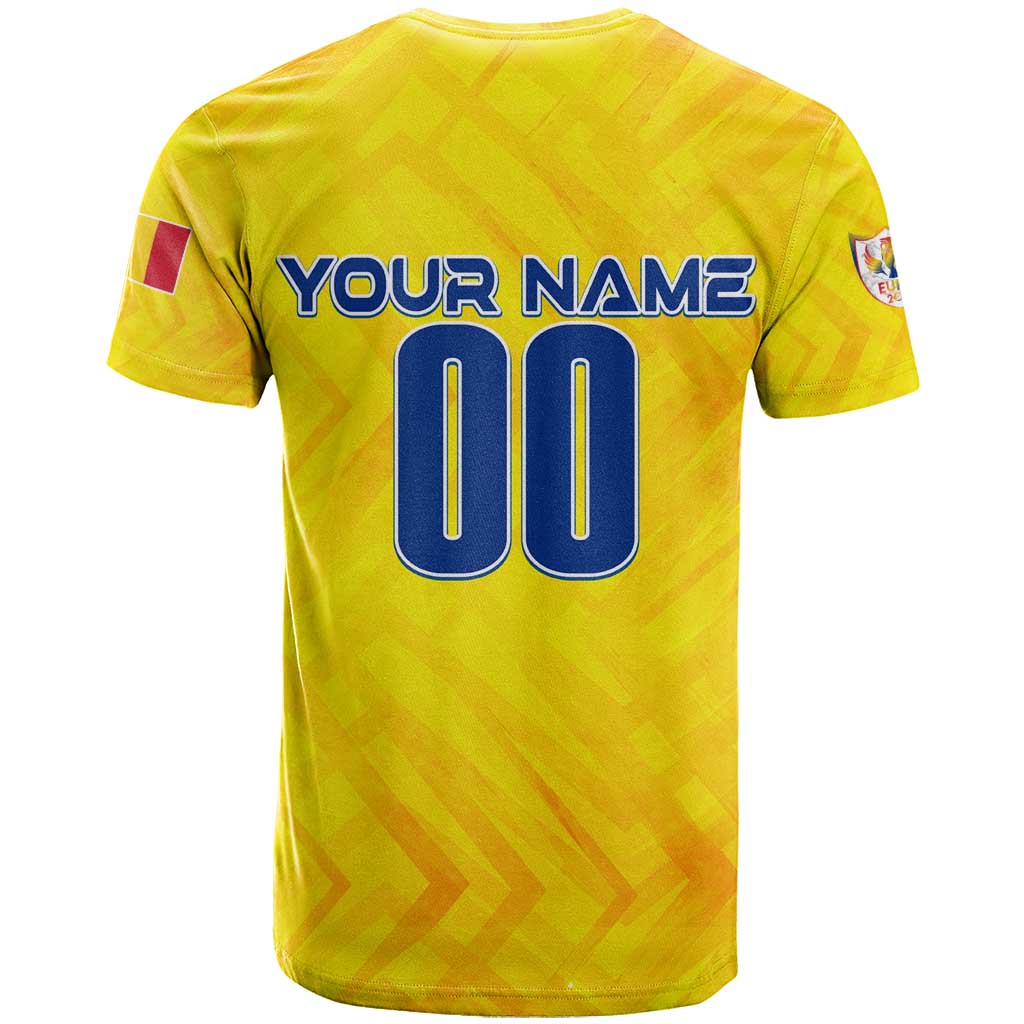 Personalized Romania Football 2024 T-Shirt Trophy Wing Style Graphic Tee