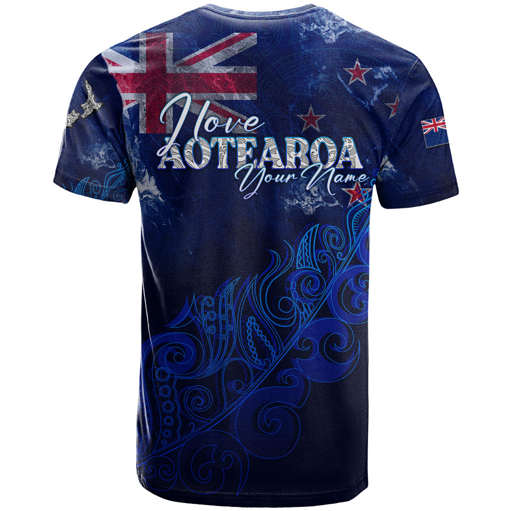 Personalised New Zealand T-Shirt Aotearoa Map Silver Fern Graphic Tee