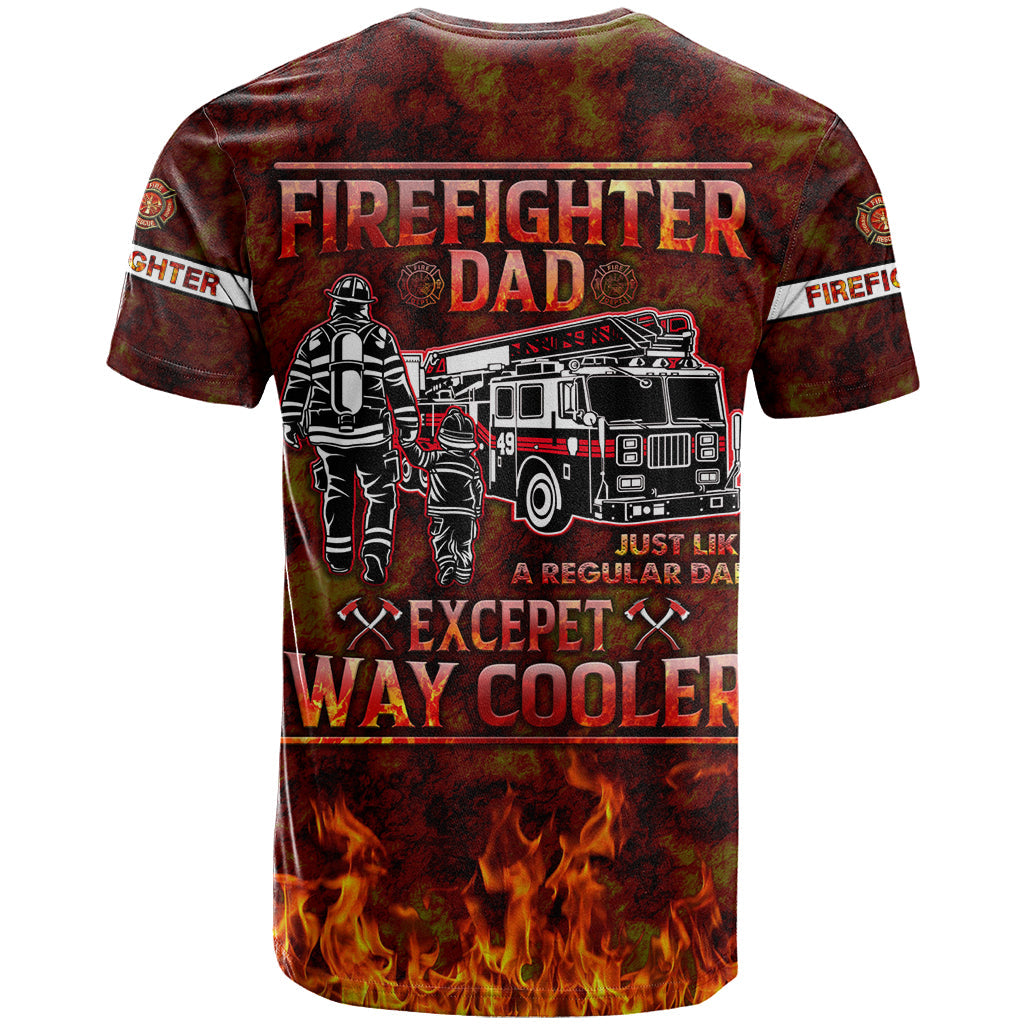 Father and Kids Firefighter T-Shirt Like A Normal Dad Graphic Tee
