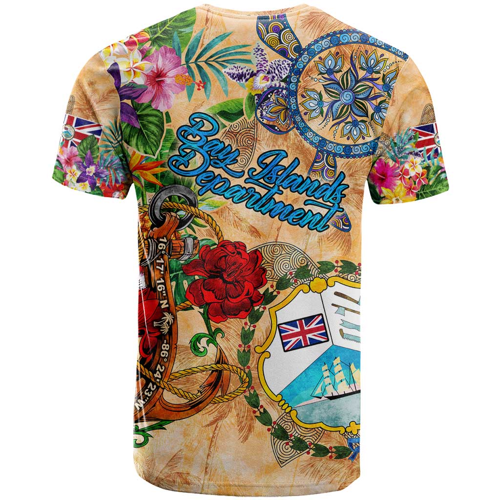 Bay Islands Department T-Shirt Geographic Coordinate Anchor - Turlte Tropical Graphic Tee