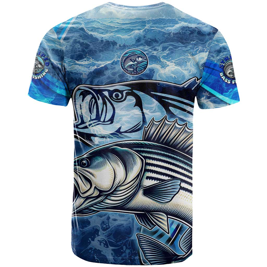 Striped Bass Fishing T-Shirt Ocean Waves Graphic Tee