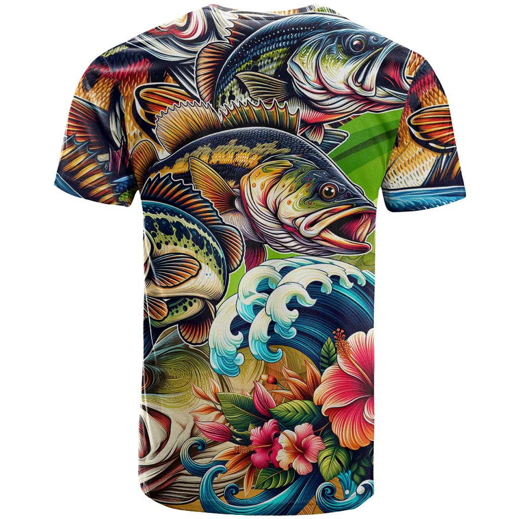 Bass Fishing T-Shirt Tropical Explosion Angler Design Graphic Tee