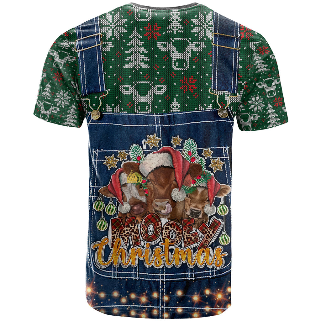 Mooey Christmas T-Shirt Cow Santa Hat Graphic Tee