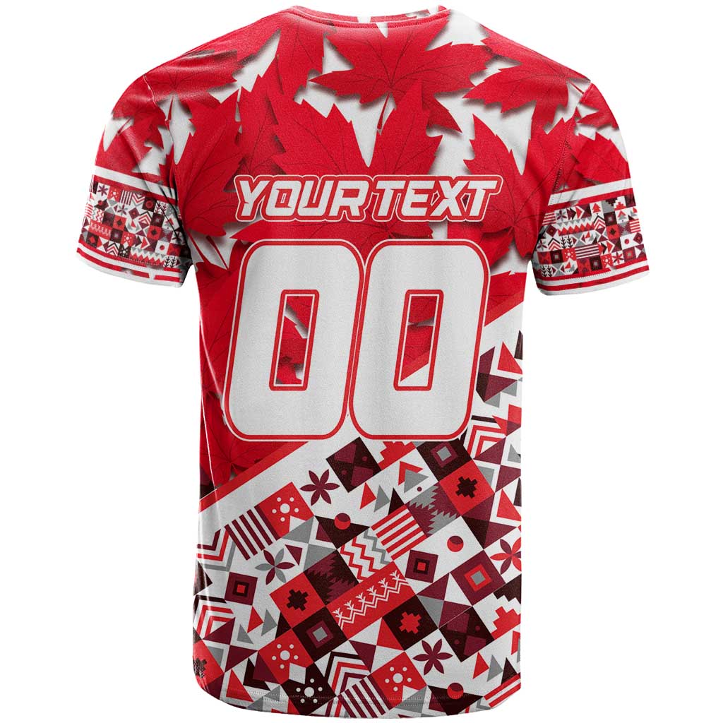 Personalized Canada Hockey Helmet T-Shirt Maple Leaf Pattern Graphic Tee
