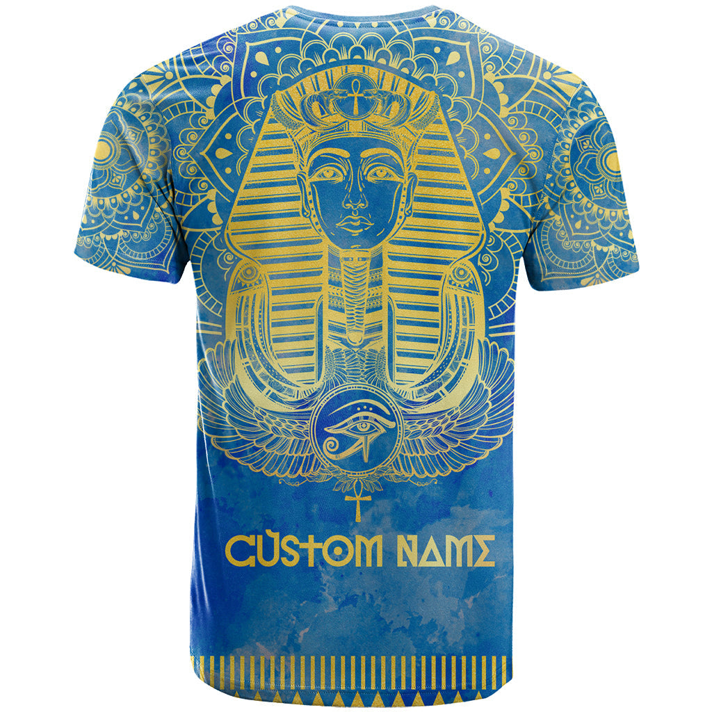Personalized Mandala Egyptian Pharaoh T-Shirt Eye of Horus Blue Graphic Tee