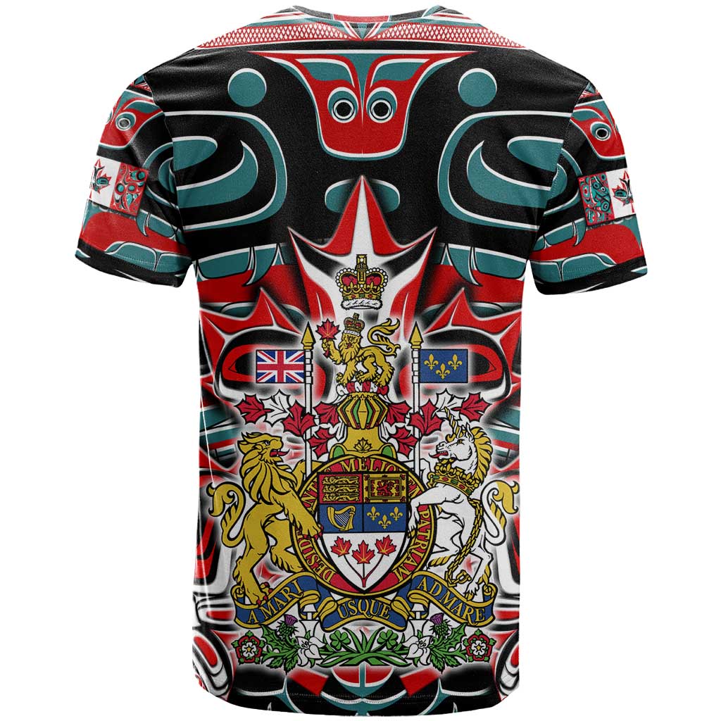 Canada Coat of Arms Haida T-Shirt Maple Leaf Flag Indigenous Art Graphic Tee