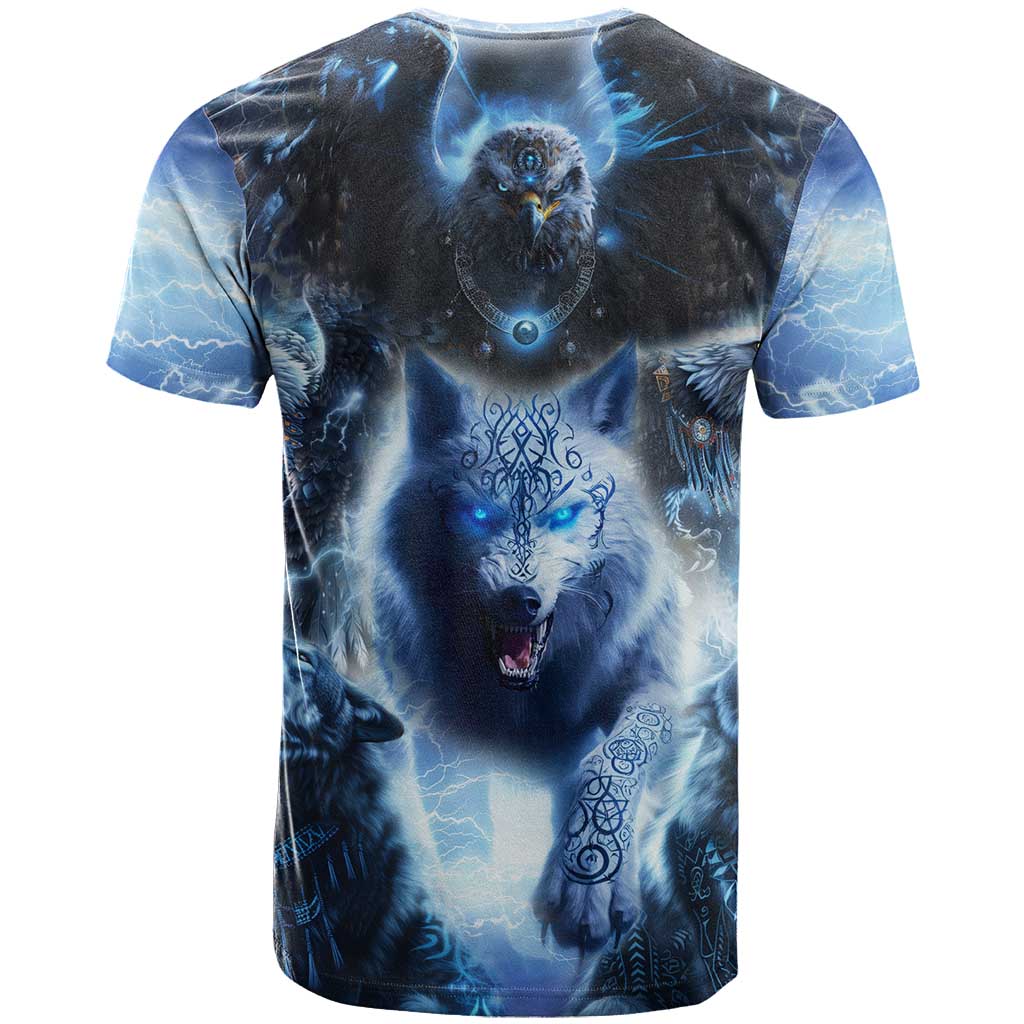 Native American Wolf And Eagle T-Shirt Thunder Style Graphic Tee