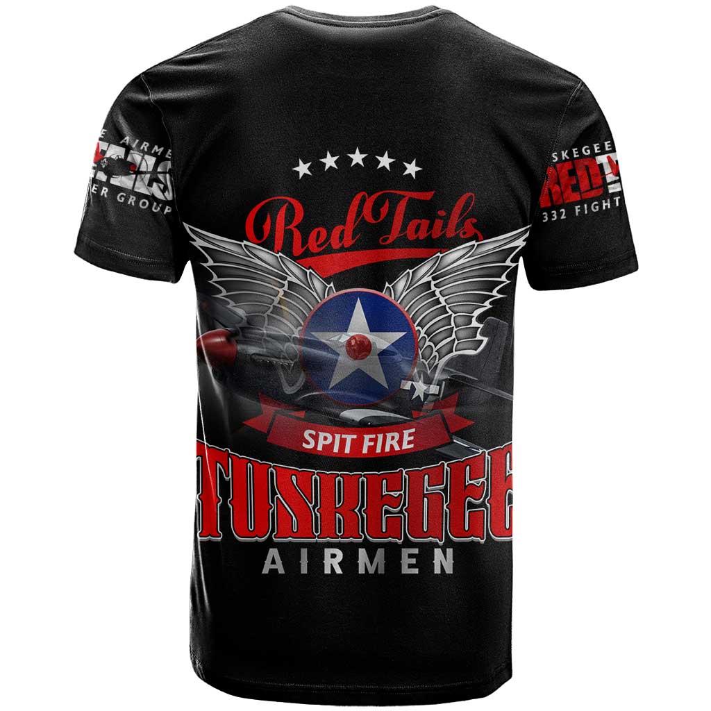 Red Tails Spitfire Tuskegee Airmen T-Shirt 332nd Fighter Group WWII Legacy Tribute Graphic Tee