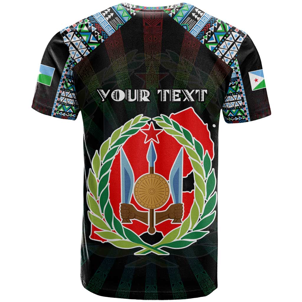 Personalized Djibouti Roots T-Shirt African Map in Fingerprint and Tribal Colors Graphic Tee