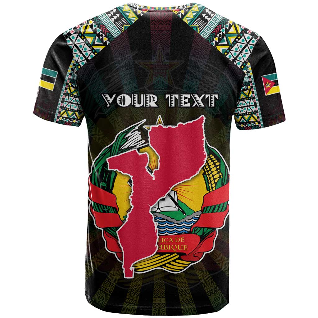 Personalized Mozambique Roots T-Shirt African Map in Fingerprint and Tribal Colors Graphic Tee