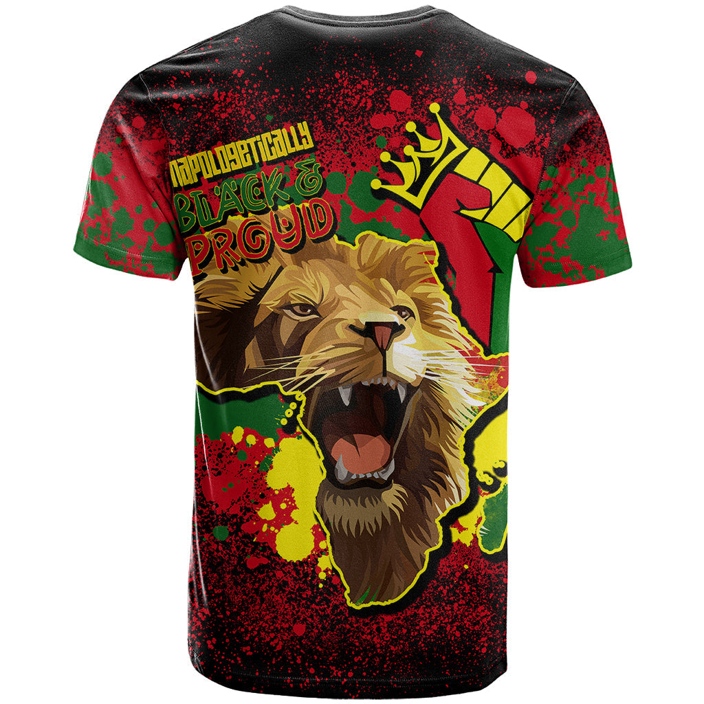 Unapologetically Black and Proud T-Shirt Africa Map with Lion Graphic Tee