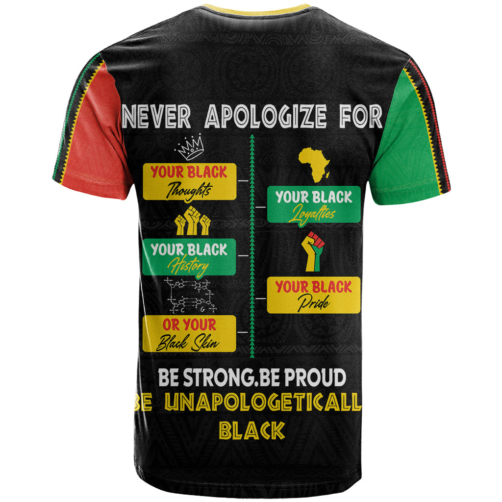 Never Apologize For Your Pride T-Shirt African Black History Graphic Tee