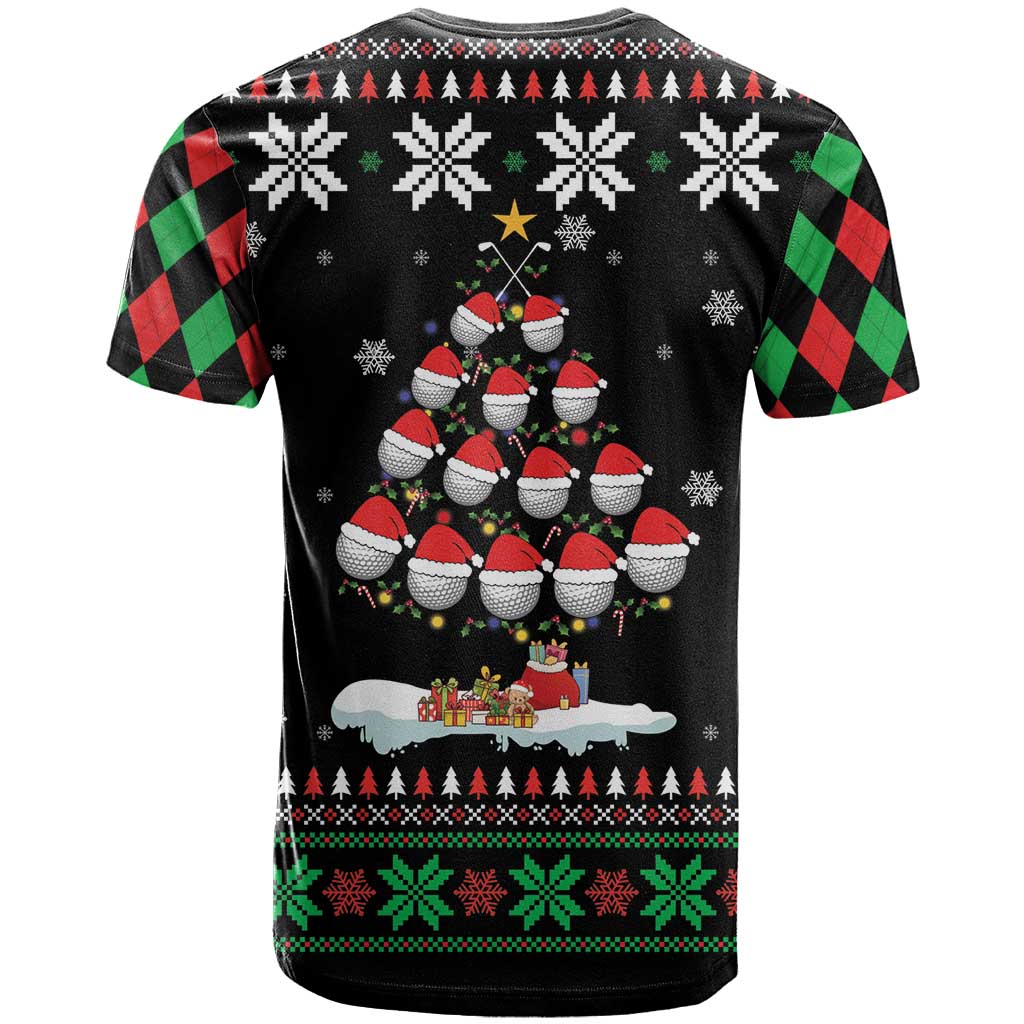Golf Christmas Tree Snow T-Shirt Graphic Tee