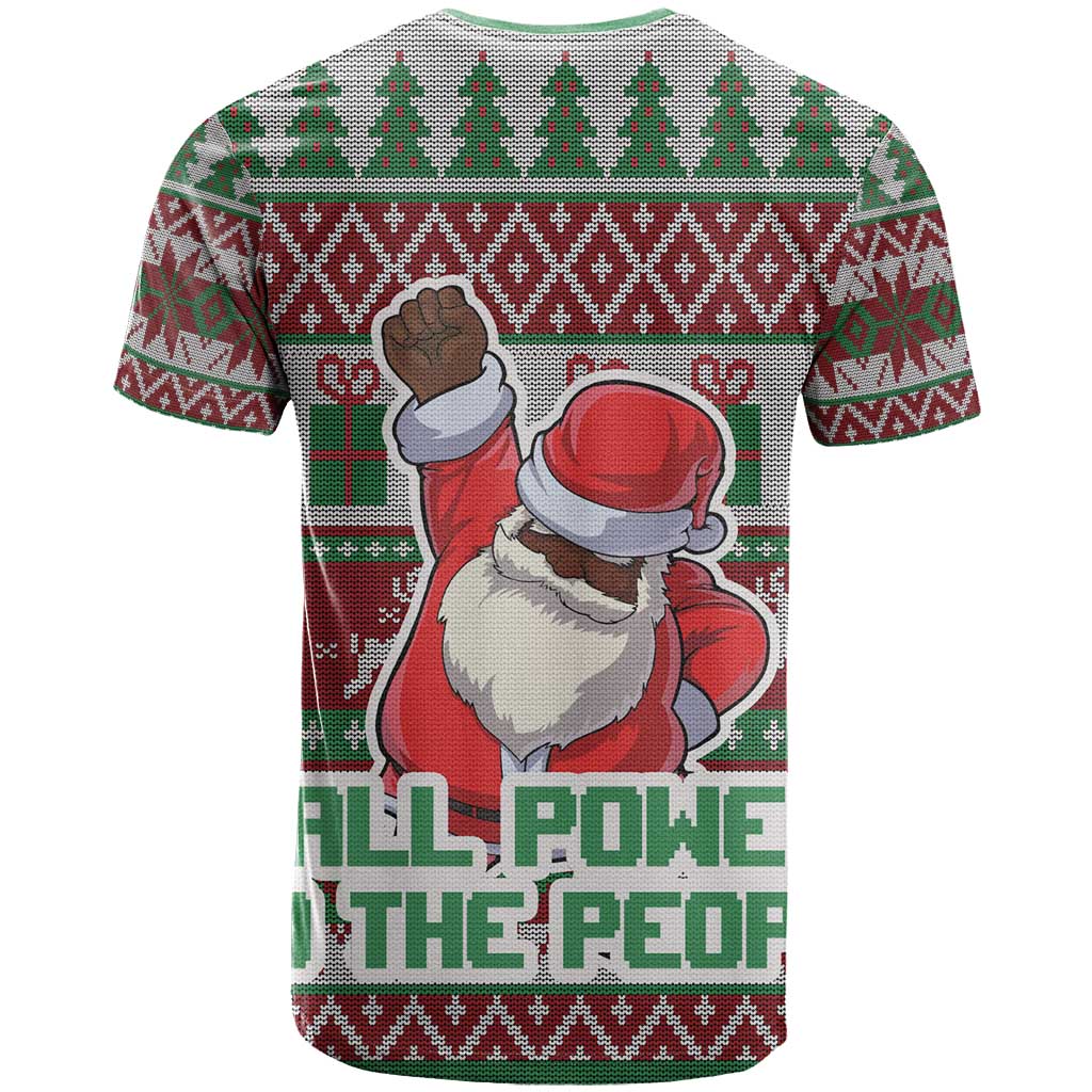Africa Christmas Black Santa Fist T-Shirt All Power to the People Graphic Tee