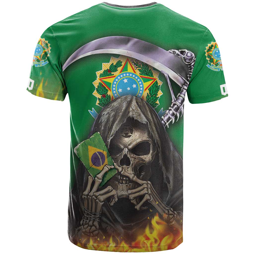 Brazil Hoodie T-Shirt Brazil Reaper Skull Fire Graphic Tee