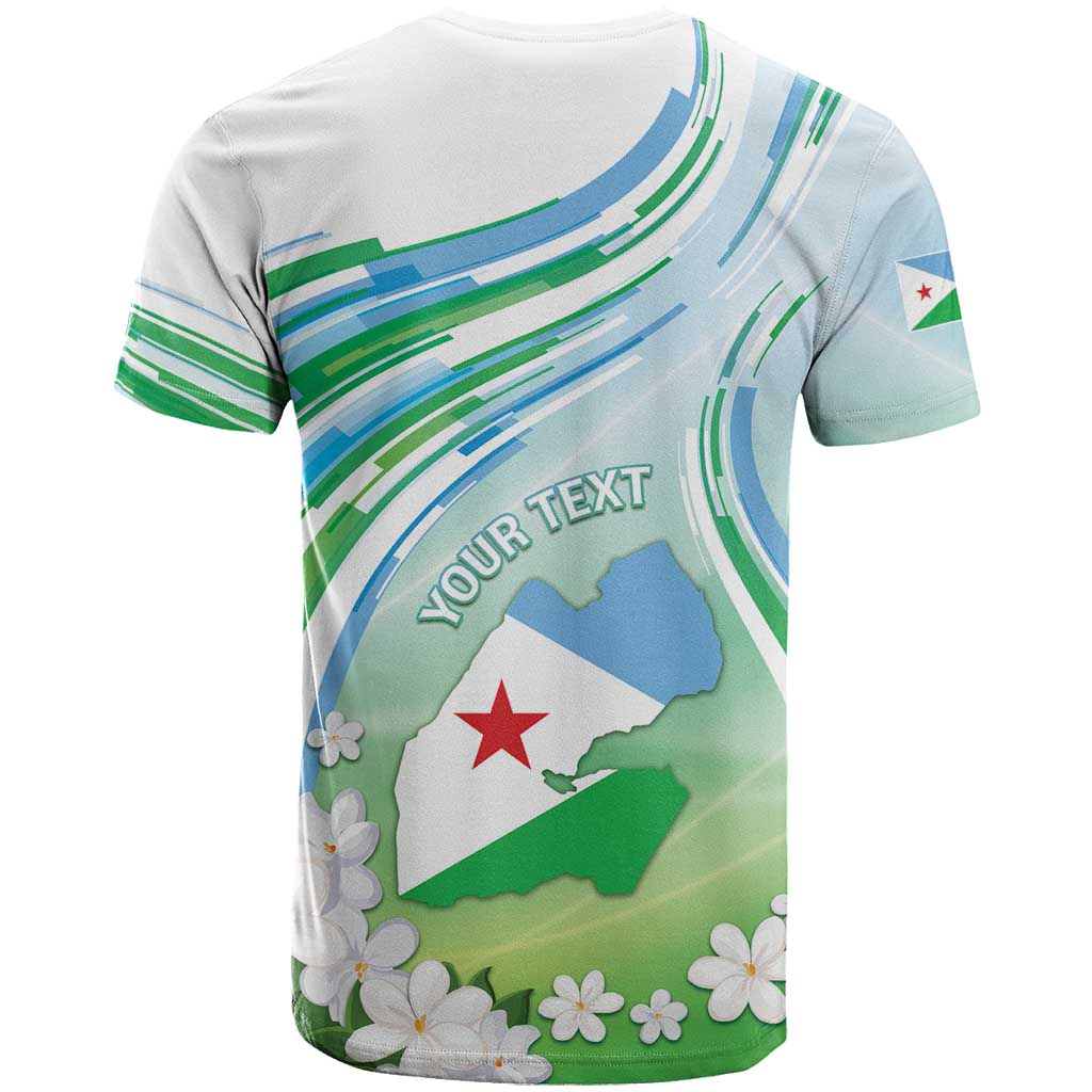 Personalised Djibouti T-Shirt Jabuuti Emblem With Jasmine Graphic Tee