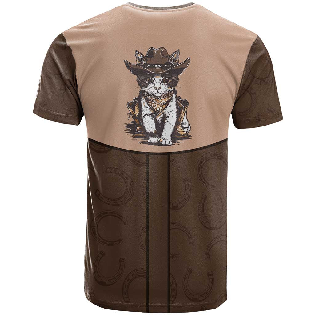 Cowcat T-Shirt Cowboy Cat Meowdy Retro Western Yoke Brown Graphic Tee