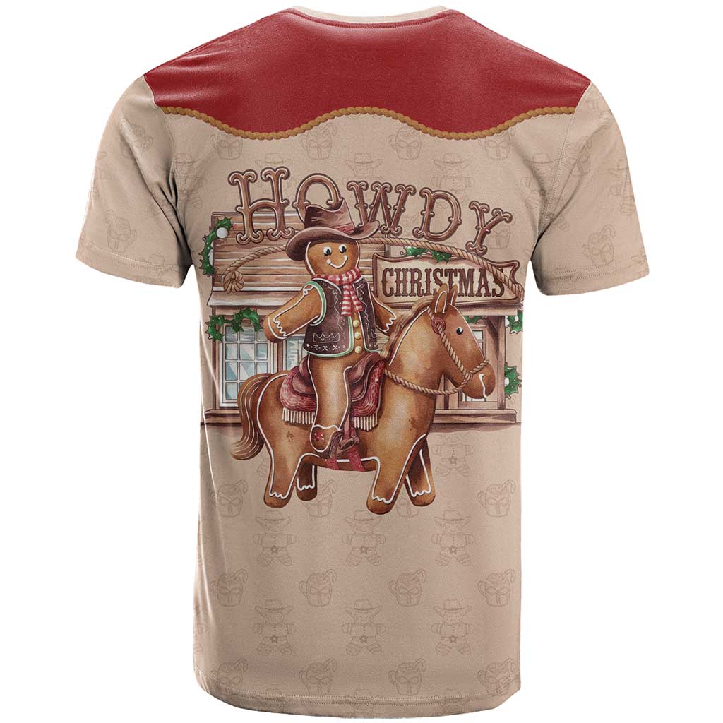 Western Yoke T-Shirt Gingerbread Howdy Christmas Graphic Tee