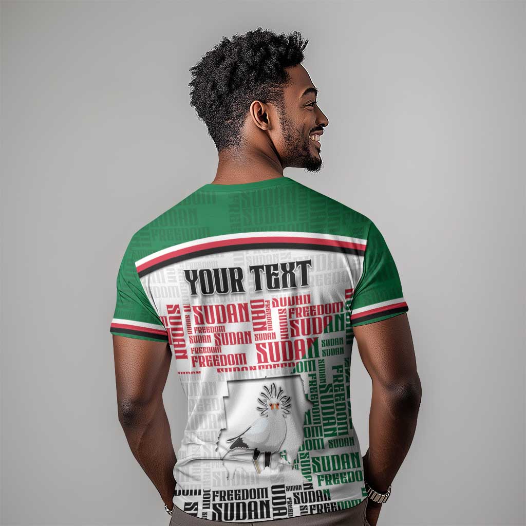 Personalized Sudan T-Shirt Secretary Bird With Typography Patterns Graphic Tee