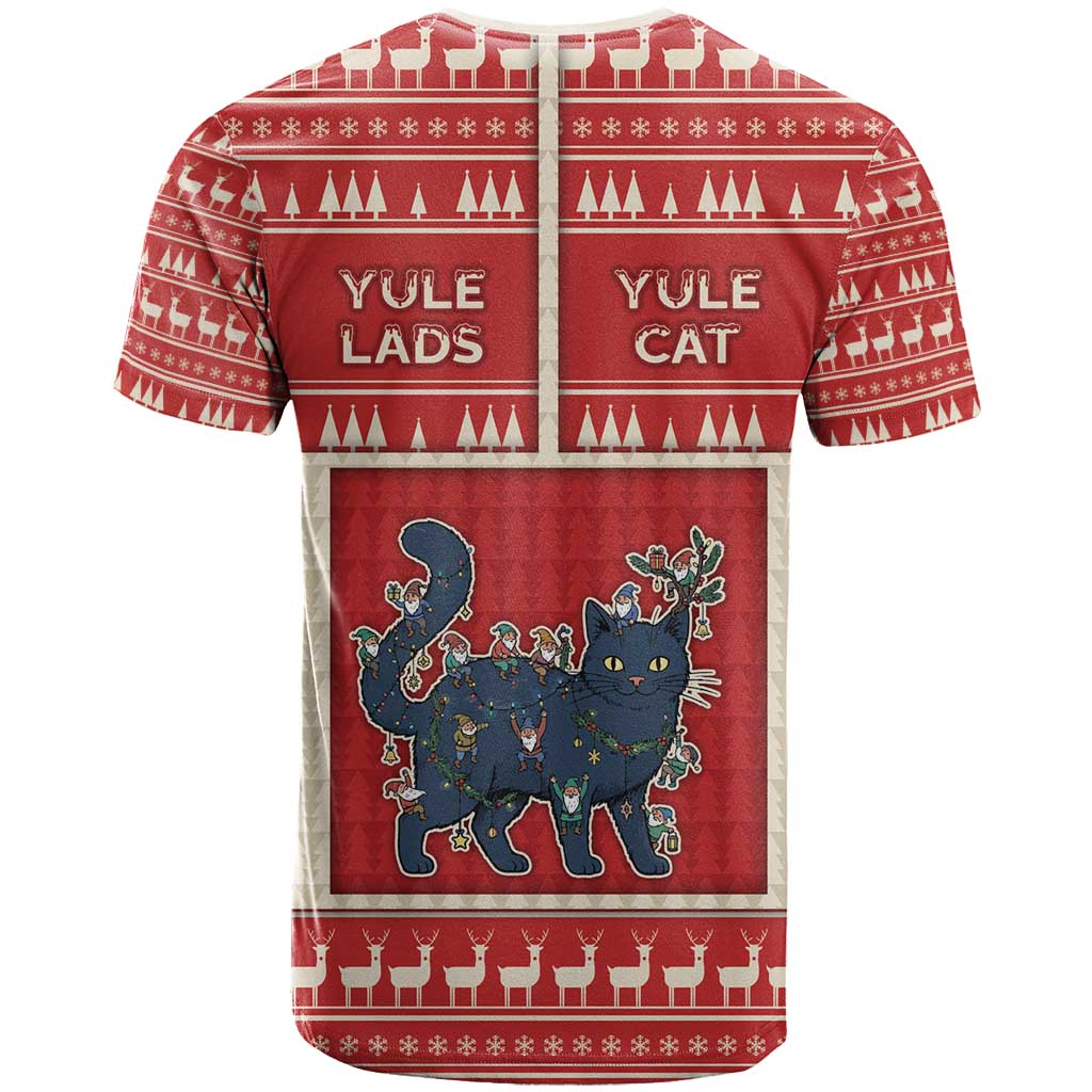 Yule Cat And Yule Lads T-Shirt Cute Retro Style Graphic Tee