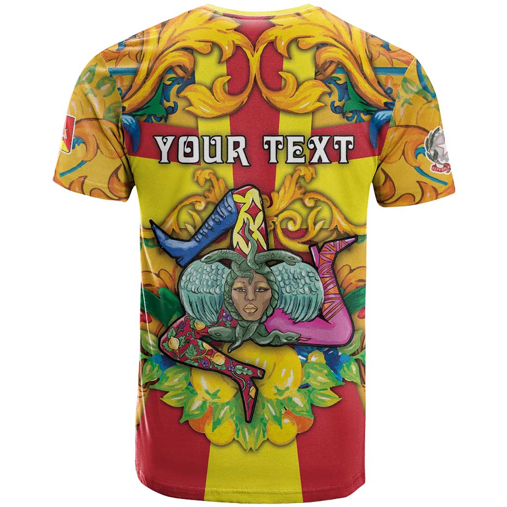 Personalized Italy Sicily T-Shirt Gorgoneion Baroque Patterns Graphic Tee