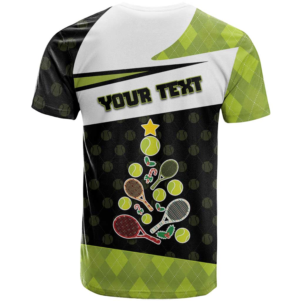 Personalized Tennis Christmas T-Shirt Ho Ho Hold My Racquet Graphic Tee