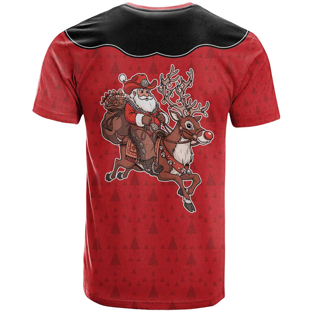 Western Yoke T-Shirt Santa Cowboy Style Graphic Tee