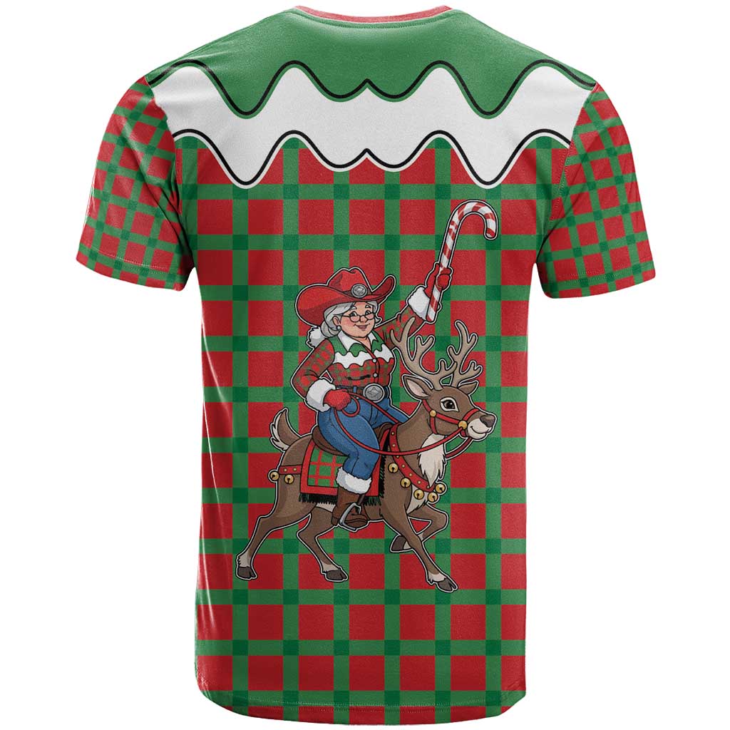 Western Yoke T-Shirt Mrs Claus Cowgirl Style Graphic Tee