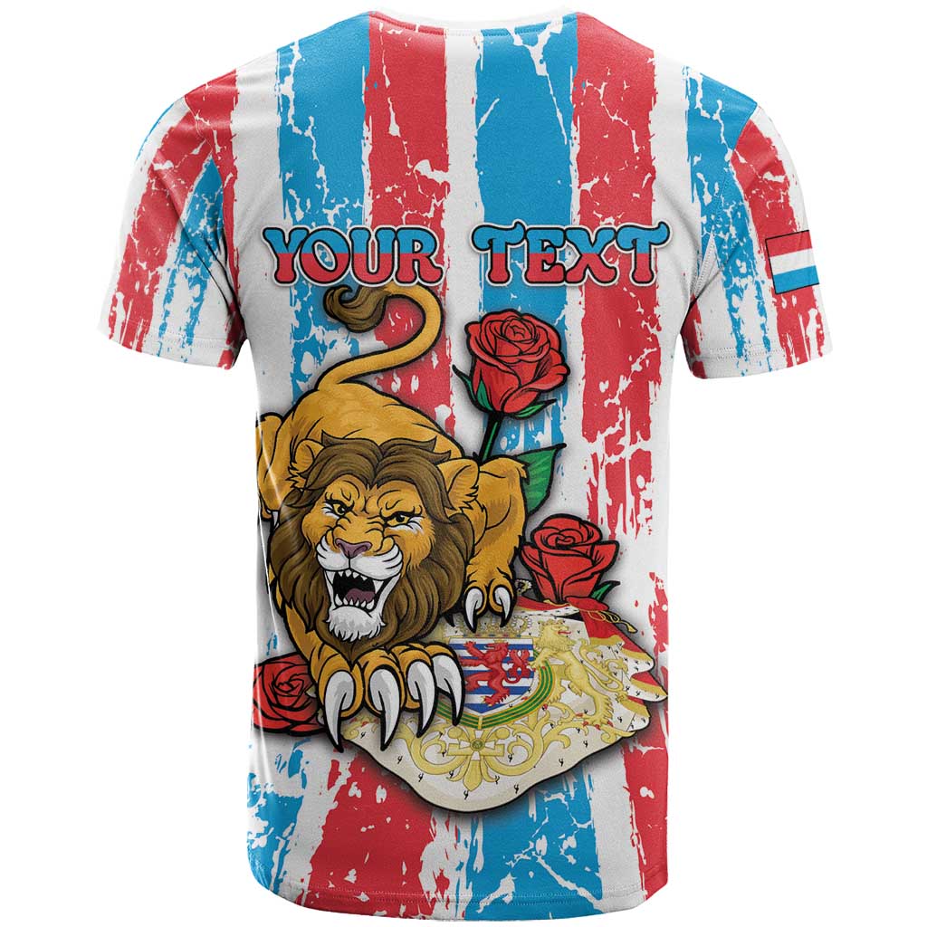 Personalized Luxembourg T-Shirt Red Lion With Coat Of Arms Graphic Tee
