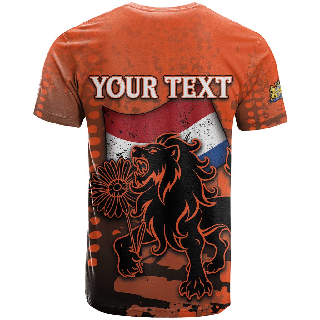 Personalized Netherlands T-Shirt Lion With Daisy Flower Graphic Tee