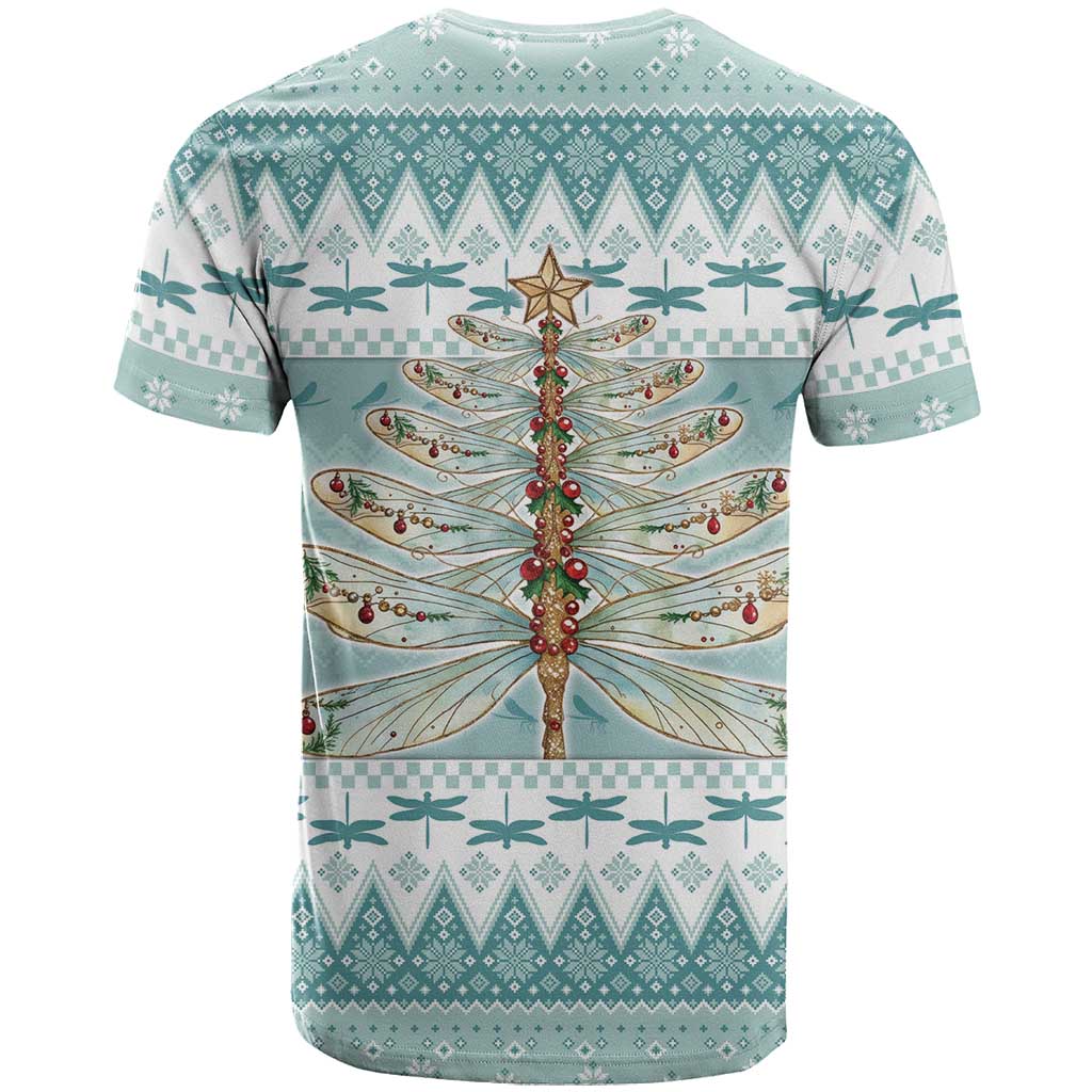 Dragonfly Christmas T-Shirt Frosty Minty Xmas Tree Graphic Tee