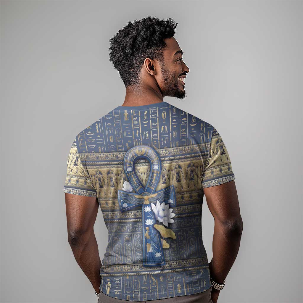Egyptian Ankh T-Shirt Lotus Flowers Egyptian Symbol Graphic Tee