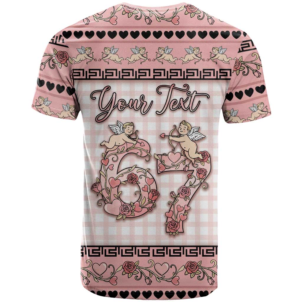 Personalized 67 Valentine's Day T-Shirt Vintage Rose And Cupid Graphic Tee