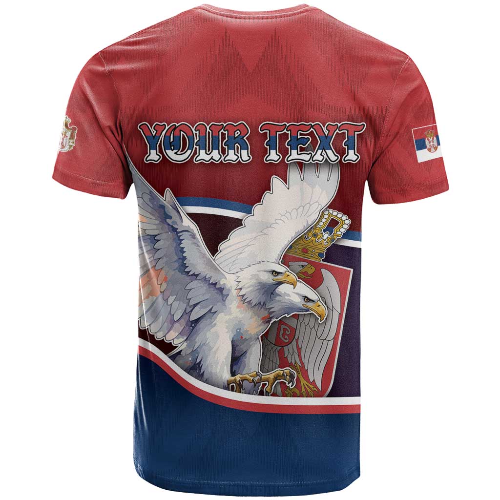 Personalized Serbia T-Shirt White Double Headed Eagle With Coat Of Arms Graphic Tee