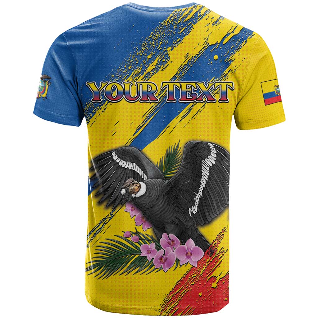 Personalized Ecuador T-Shirt Andean Condor With Phalaenopsis Orchid Graphic Tee