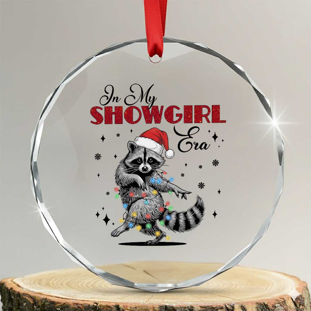 Funny Raccoon Christmas Ornament - Crystal Glass, In My Costume Era Xmas Meme Gift - Transparent Glass - 3'' Circle