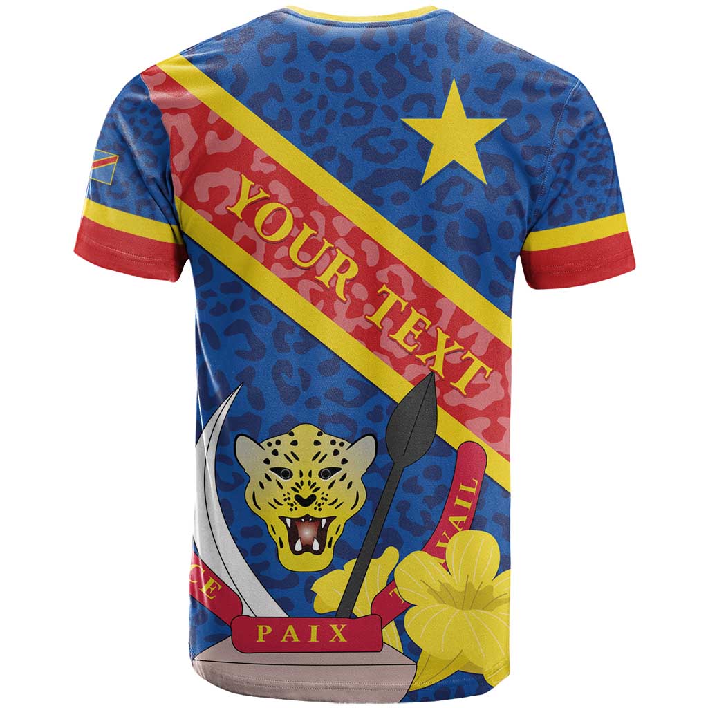 Congo DR T-Shirt Coat Of Arms Leopard Pattern Graphic Tee