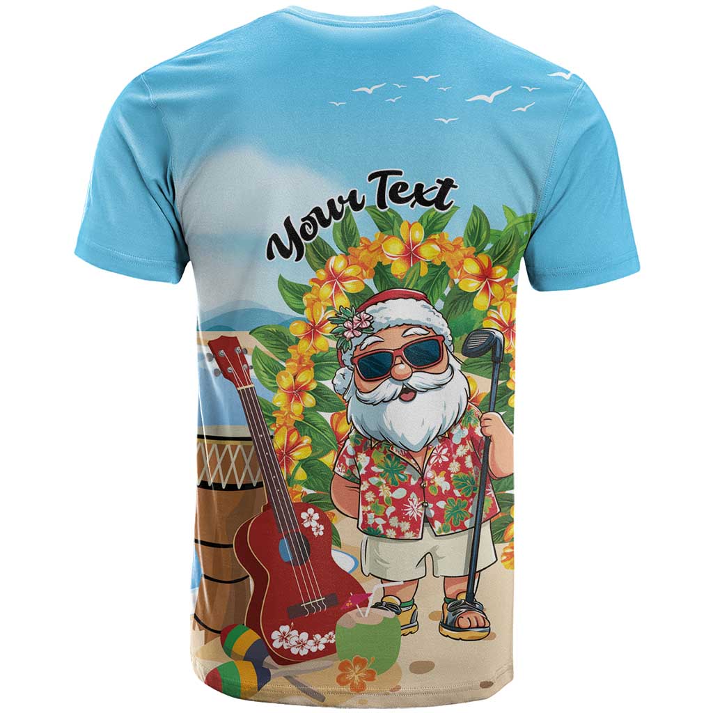 Personalized Hawaii Golf Christmas T-Shirt Mele Kalikimaka Funny Golfer Santa Graphic Tee