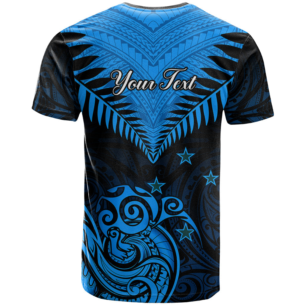 Personalised New Zealand T-Shirt Aotearoa Blue Maori Kiwi Blue Fern Graphic Tee