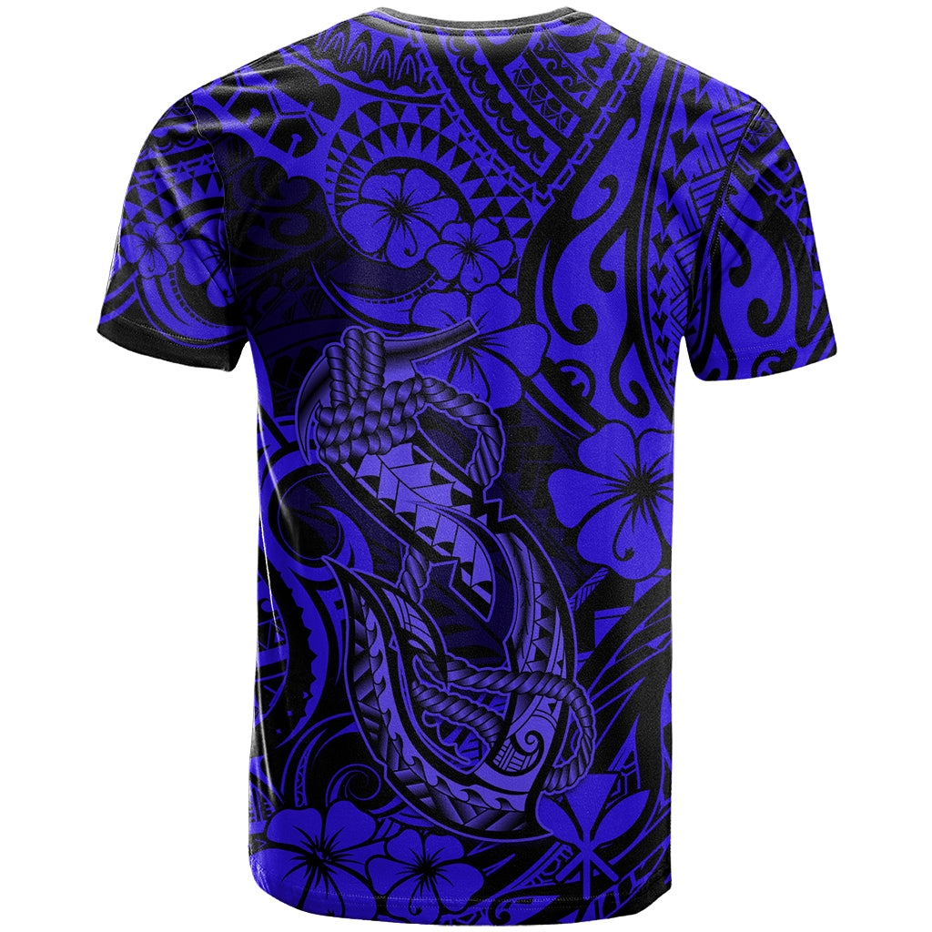 Hawaii Fish Hook T-Shirt Polynesian Pattern Navy Blue Version Graphic Tee