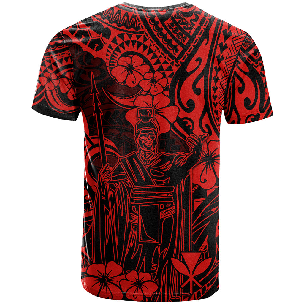 Hawaii King Kamehameha T-Shirt Polynesian Pattern Red Version Graphic Tee