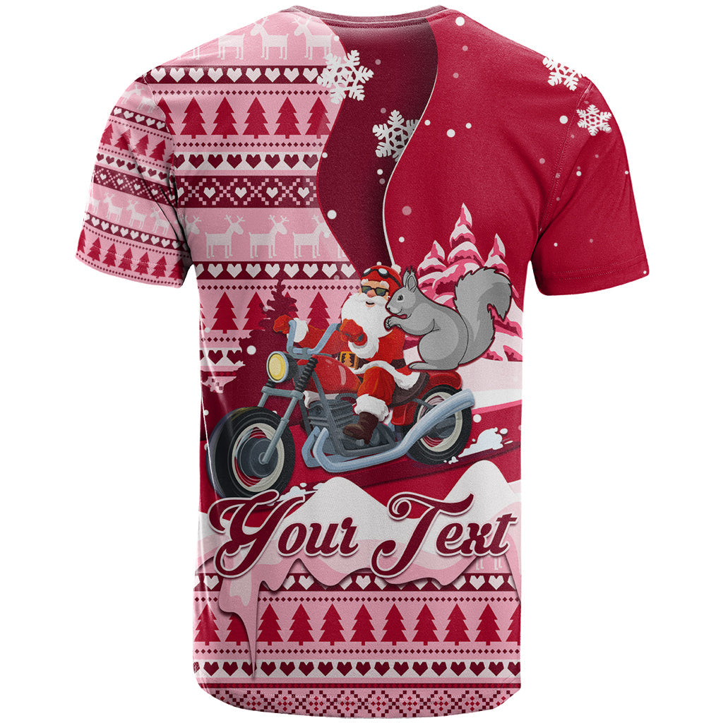 Georgia Christmas T-Shirt Santa Claus Riding Motorcycle With Gray Squirrel Graphic Tee