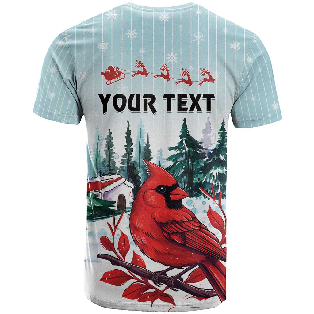 Personalised Cardinal Christmas T-Shirt Snowflake Xmas Tree Graphic Tee