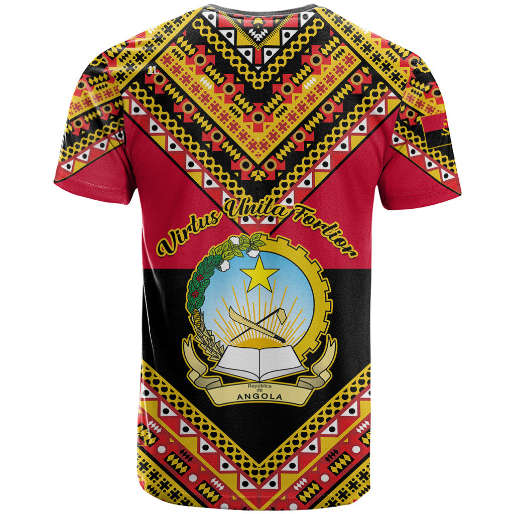 Angola Independence Day T-Shirt Coat Of Arms Samakaka Pattern Graphic Tee